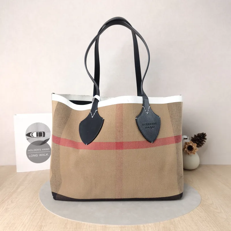 BURBERRY Top Handle Bag Tote Bag Brown Canvas 36 × 17 × 30 cm