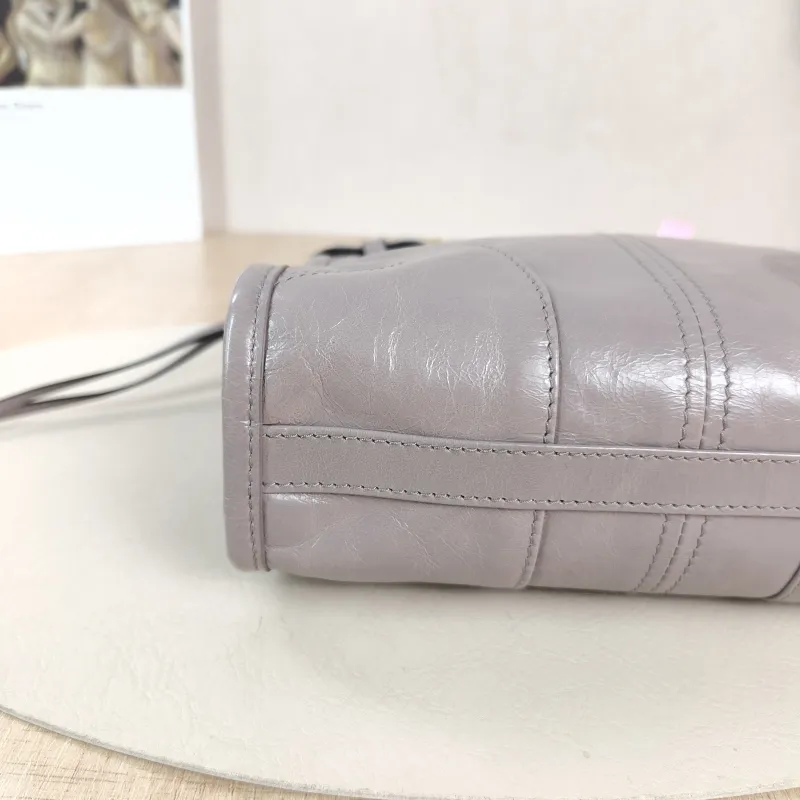 PRADA Shoulder Bag Bonnie Shoulder Bag Grey Waxed Leather Calfskin Mini 19.5 × 7 × 20 cm — detail view 3 of 10