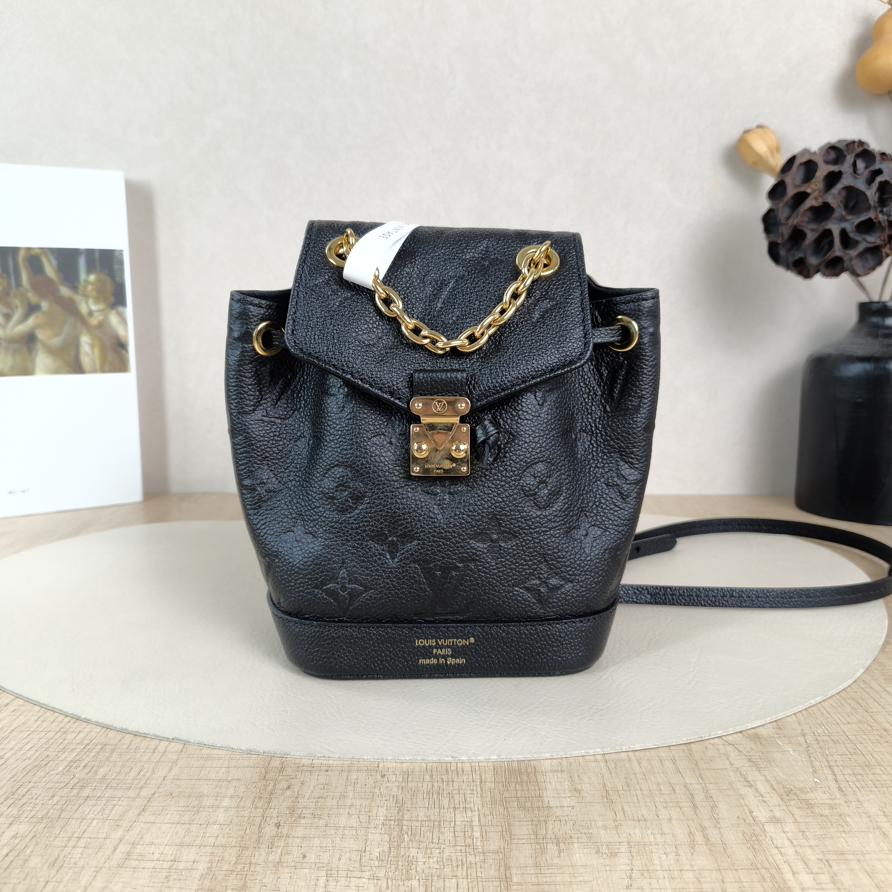 Louis Vuitton Backpack NANO NOÉ Backpack Black Calfskinnano15 × 10 × 19 cm