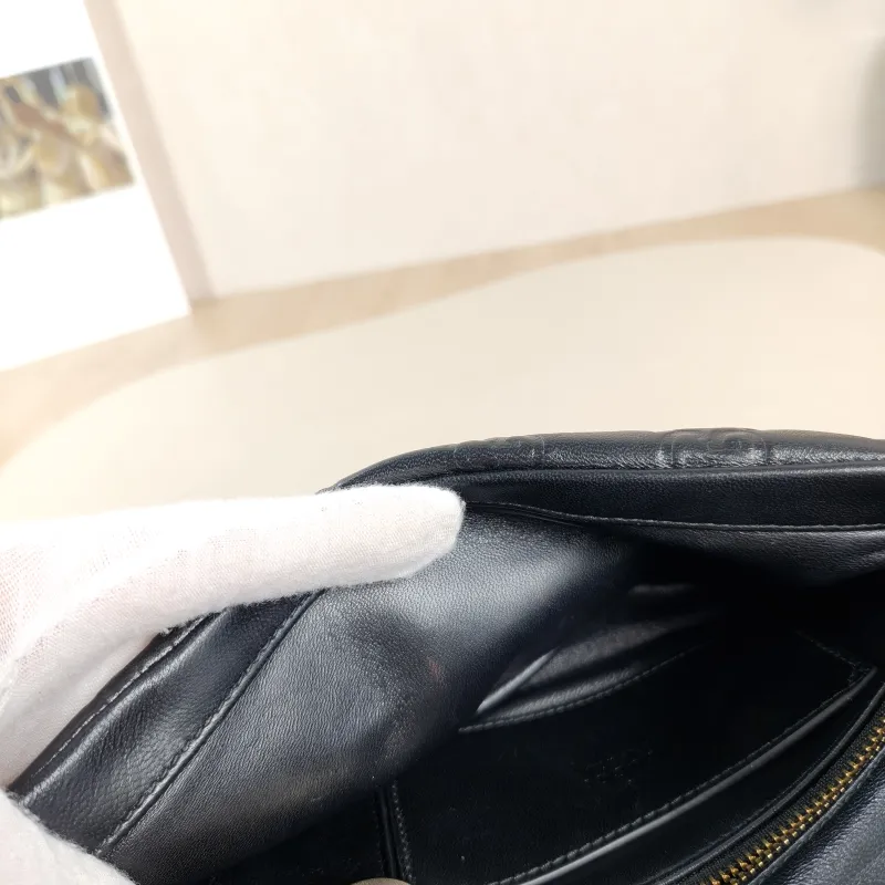GUCCI Crossbody Bag GG Milano Collection Shoulder Bag Black Monogram SL ambskin 21.5 × 5 × 12.5 cm — detail view 10 of 12