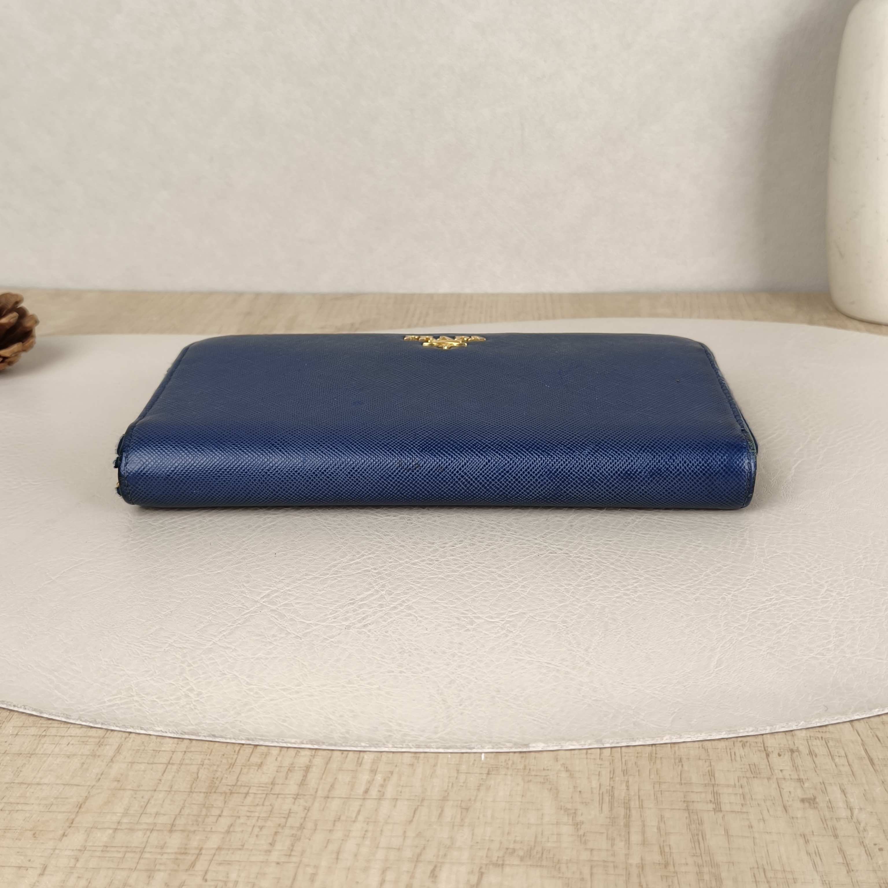 PRADA Wallet Wallet Blue Calfskin 19 × 2 × 11 cm — cover view 3 of 5
