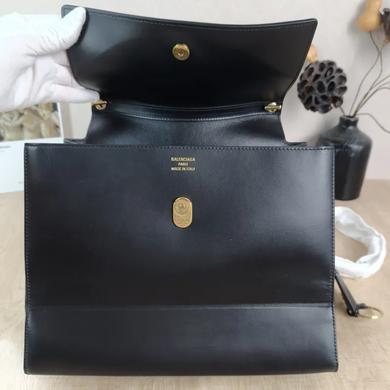 BALENCIAGA Crossbody Bag Top Handle Crossbody Bag Black Calfskin One Size 28 × 12 × 23 cm — detail view 11 of 13
