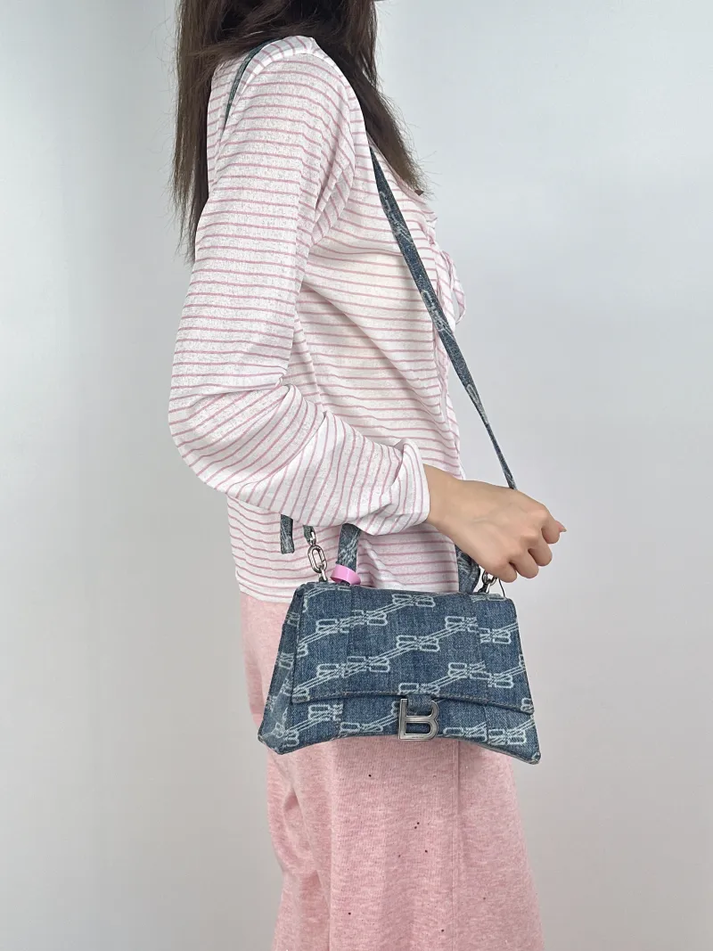 BALENCIAGA Crossbody Bag Hourglass Hourglass Bag Blue Small23 × 10 × 14 cm — on-model view 2 of 3