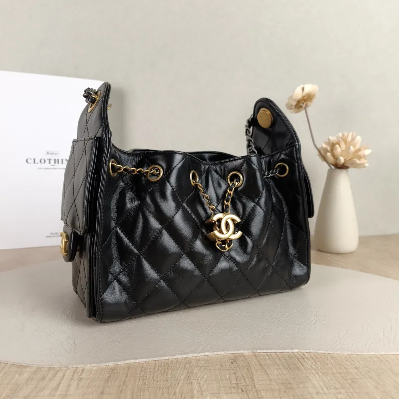 Chanel Shoulder Bag 25Bag Black Waxed Leather Calfskin Mini 20 × 12.5 × 22 cm — cover view 5 of 5