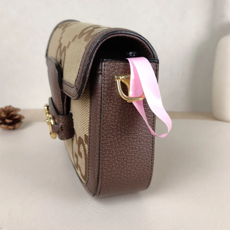 GUCCI Crossbody Bag Horsebit 1955 Horsebit Small Canvas 20.5 × 5 × 14.5 cm — detail view 7 of 12