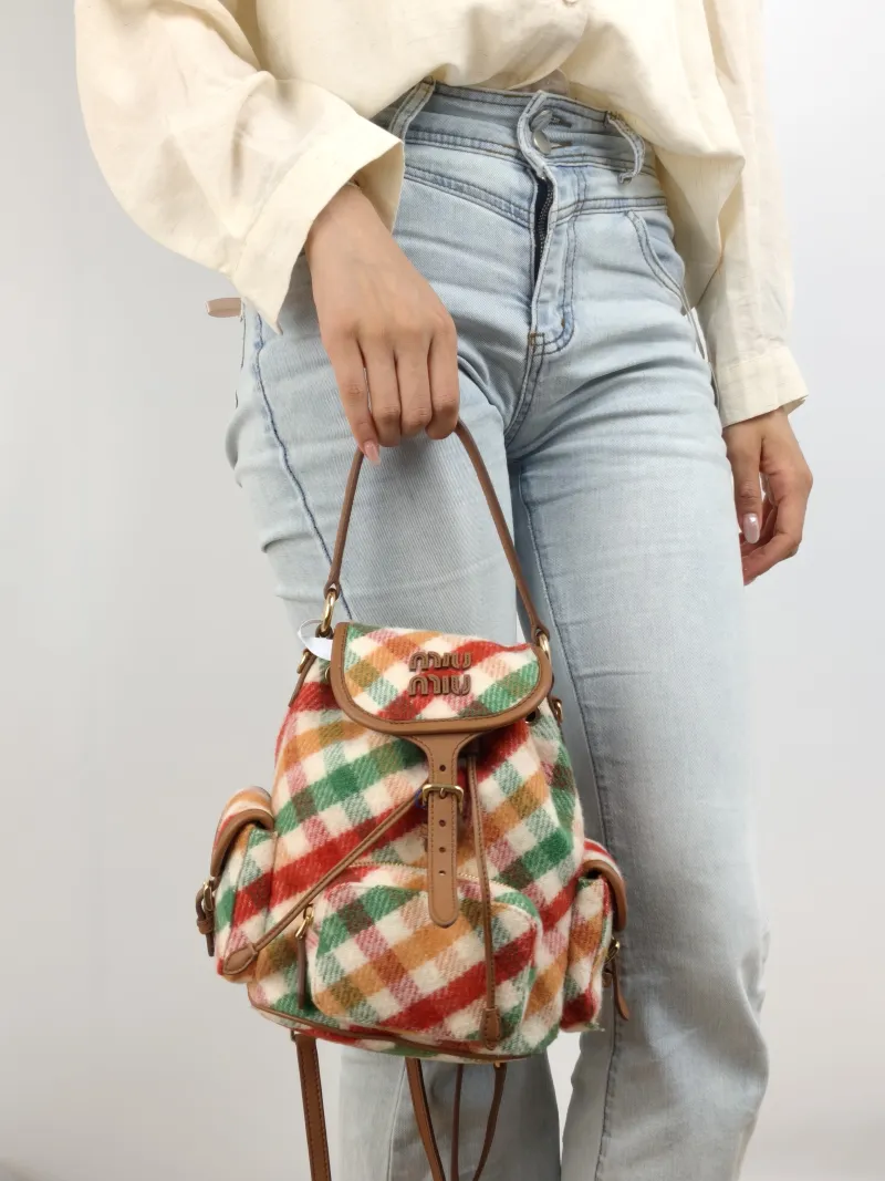 Miumiu Backpack Backpack Colorblock Medium 18 × 11.5 × 22 cm — on-model view 1 of 3