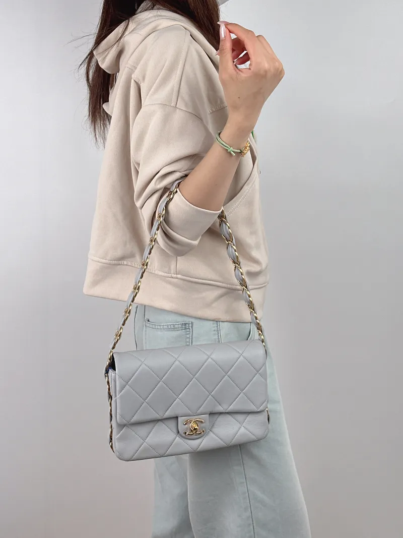 Chanel Crossbody Bag cf Collection Crossbody Bag Blue Lambskin 24.5 × 8 × 16 cm — on-model view 1 of 2