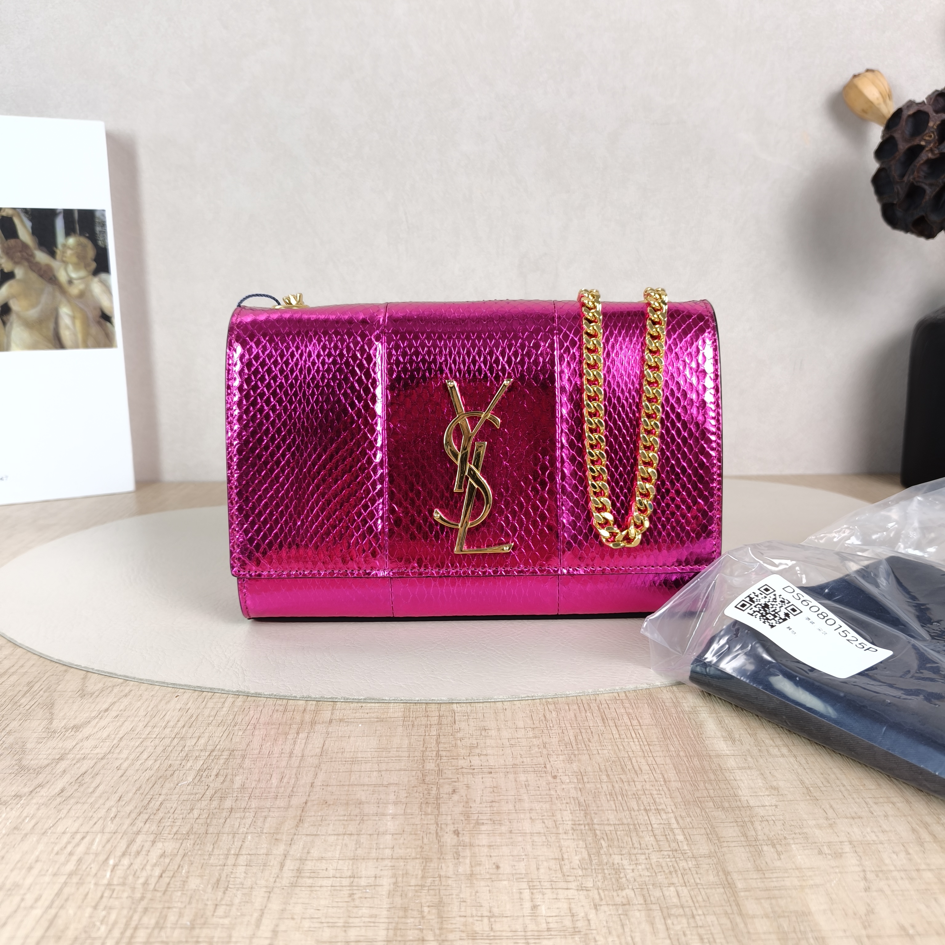 SAINT LAURENT Crossbody Bag KATE Pink Red Calfskin Small20 × 5 × 12.5 cm — cover view 3 of 6