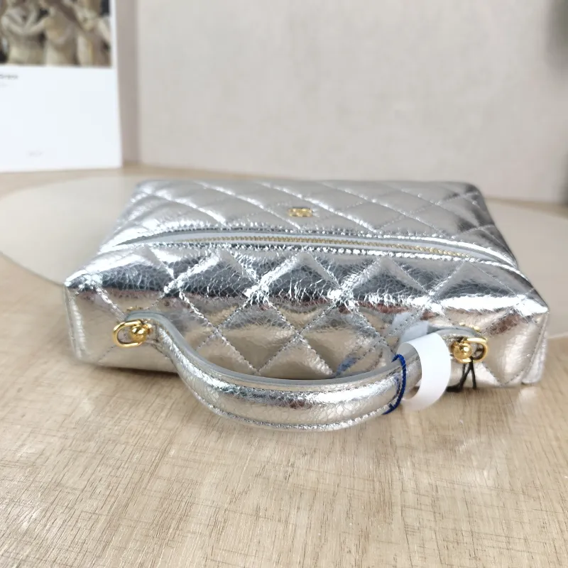 Chanel Crossbody Bag lp Box Bag Top Handle Crossbody Bag Silver Calfskin 19.5 × 5 × 12 cm — detail view 10 of 12