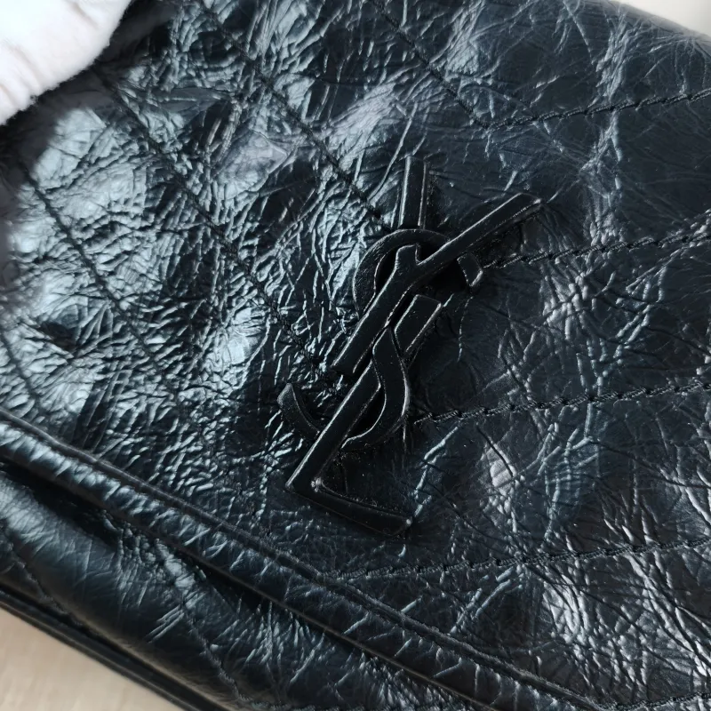 SAINT LAURENT Crossbody Bag Niki Black Waxed Leather Calfskin Small 21 × 7.5 × 16 cm — detail view 1 of 13