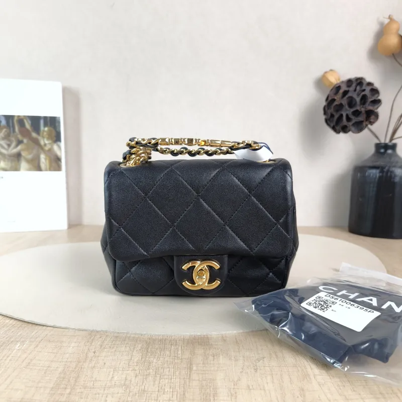 Chanel Top Handle Bag Black Lambskin Mini 17 × 6 × 13 cm — cover view 4 of 6
