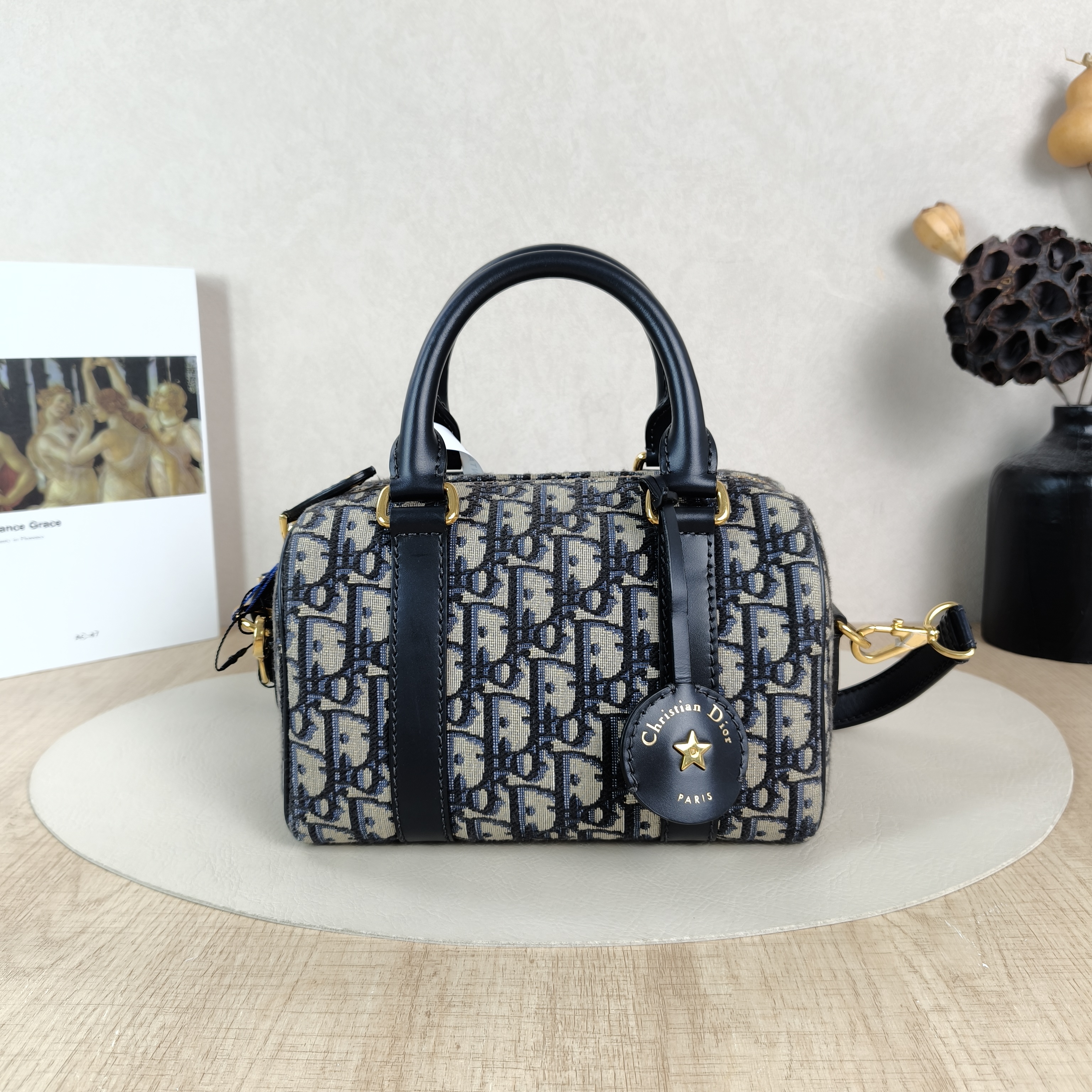 DIOR Crossbody Bag Groove 20 Top Handle Bag Blue Canvas Small20.5 × 12 × 13.5 cm