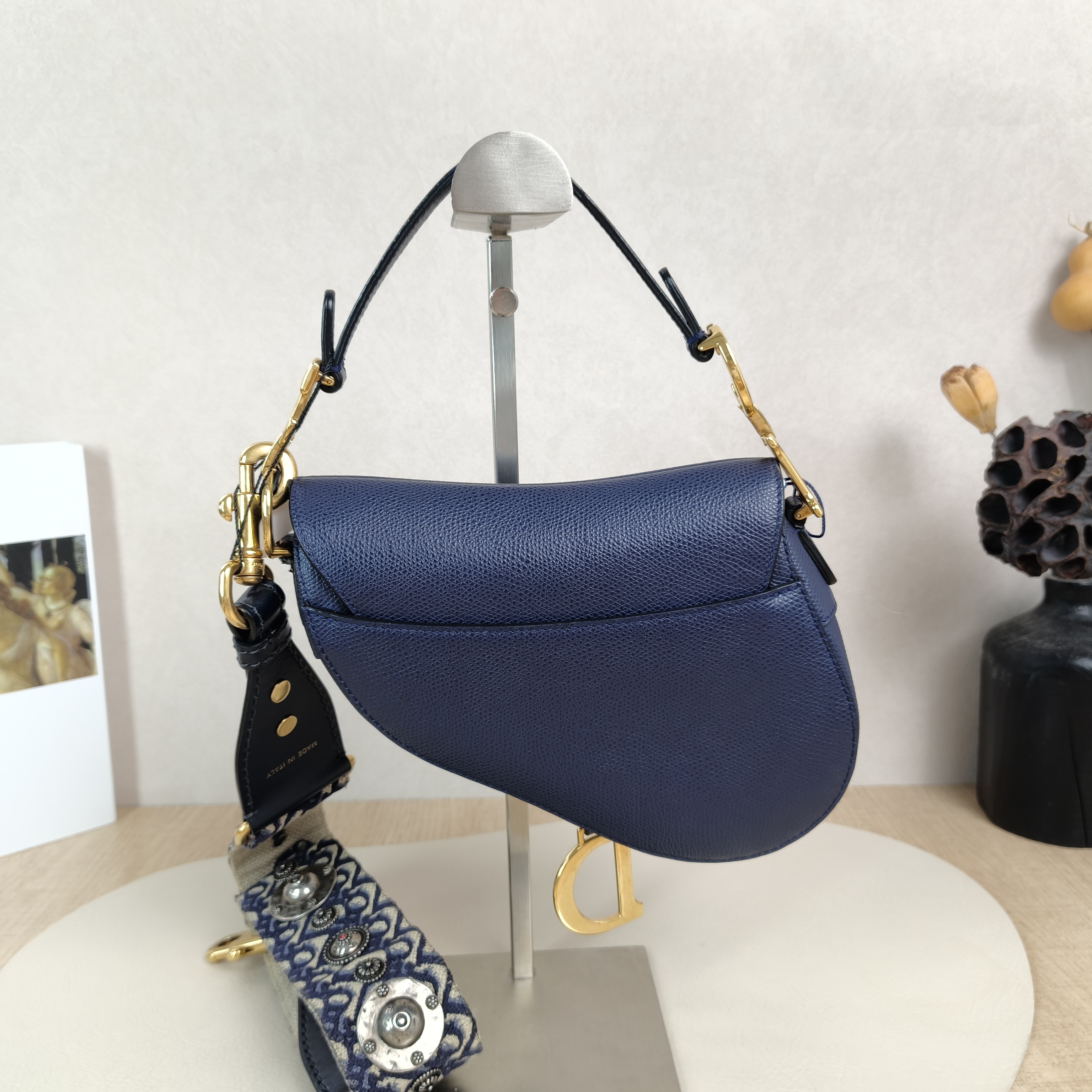 DIOR Top Handle Bag Saddle Blue Calfskinmini19 × 6 × 15 cm — cover view 3 of 4