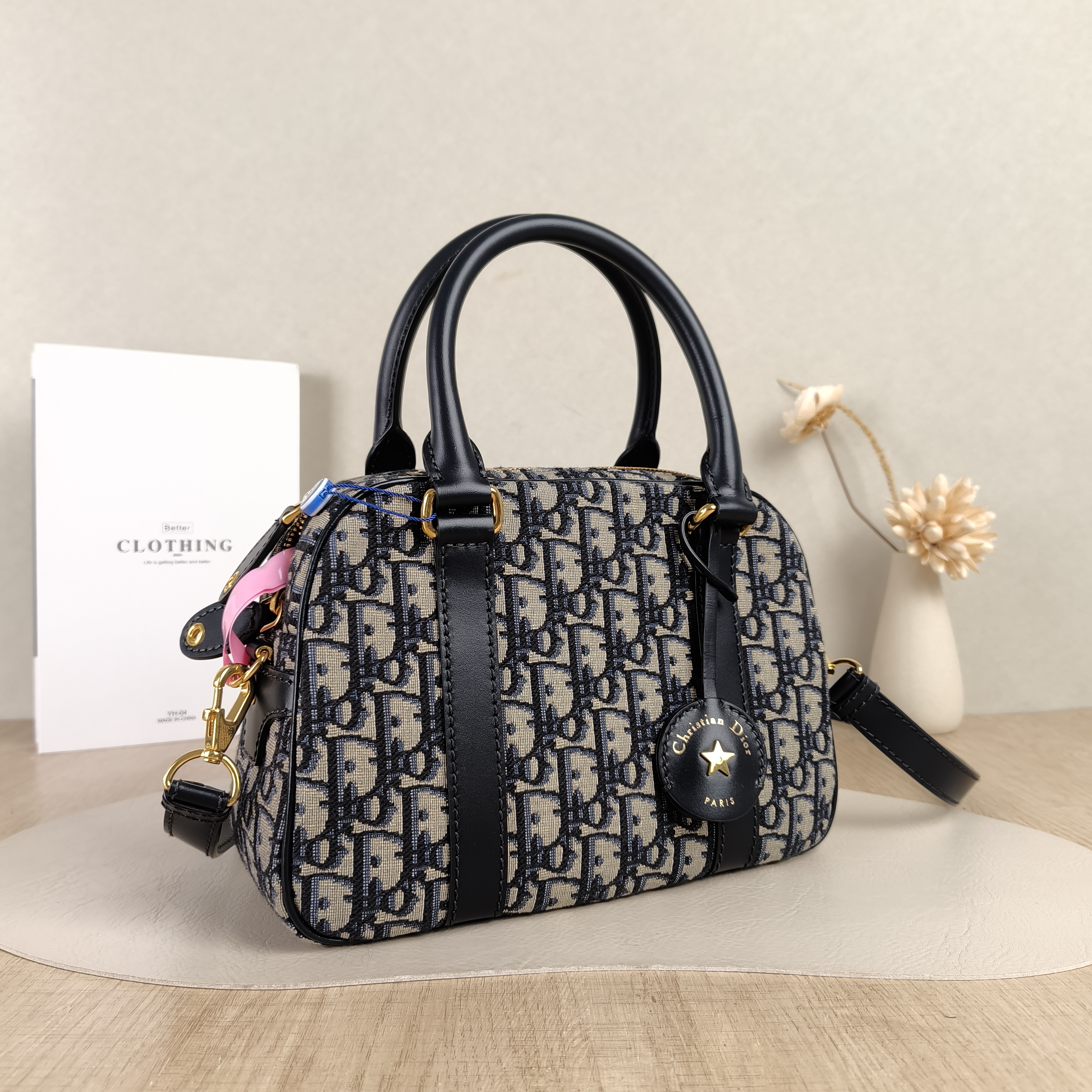 DIOR Crossbody Bag D-Vibe Bowling Bag Blue Canvas Medium25 × 9.5 × 16 cm — cover view 3 of 5