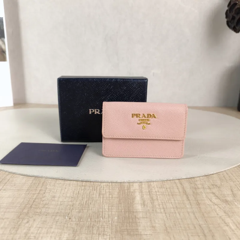 PRADA Wallet Cardholder Pink Calfskin 9.8 × 1.5 × 6.5 cm — cover view 2 of 5