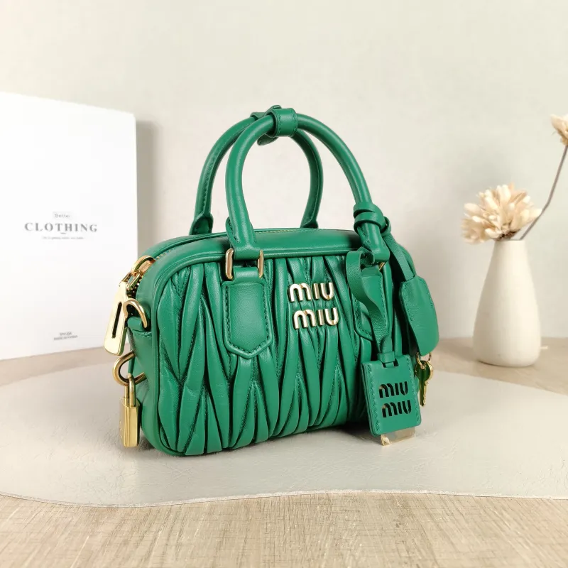 Miumiu Top Handle Bag Arcadie MatelasséCollection Edition Green Lambskin Small 19 × 6 × 13 cm — cover view 3 of 5