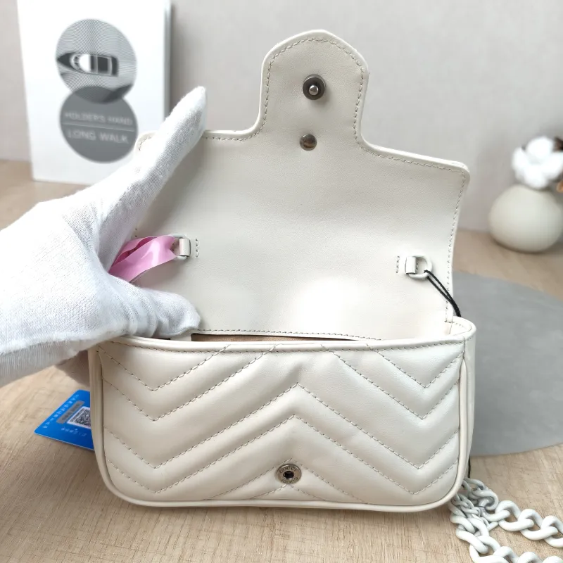 GUCCI Shoulder Bag GG Marmont Mini Marmont Mini g White Calfskin Mini 16.5 × 4.5 × 9.5 cm — detail view 6 of 13