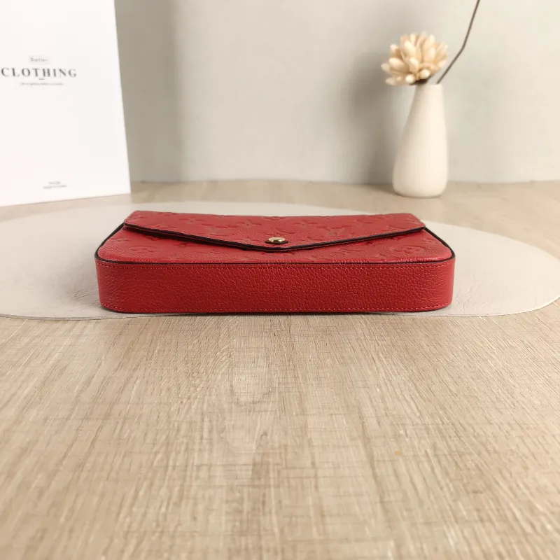 Louis Vuitton Crossbody Bag Pochette Félicie Red Calfskin Small 21 × 3 × 12 cm — cover view 2 of 5