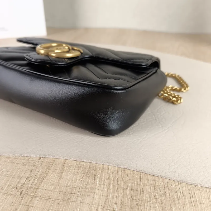 GUCCI Crossbody Bag GG Marmont Mini Marmont Mini Black Calfskin Mini 16.5 × 4.5 × 9.5 cm — detail view 5 of 12