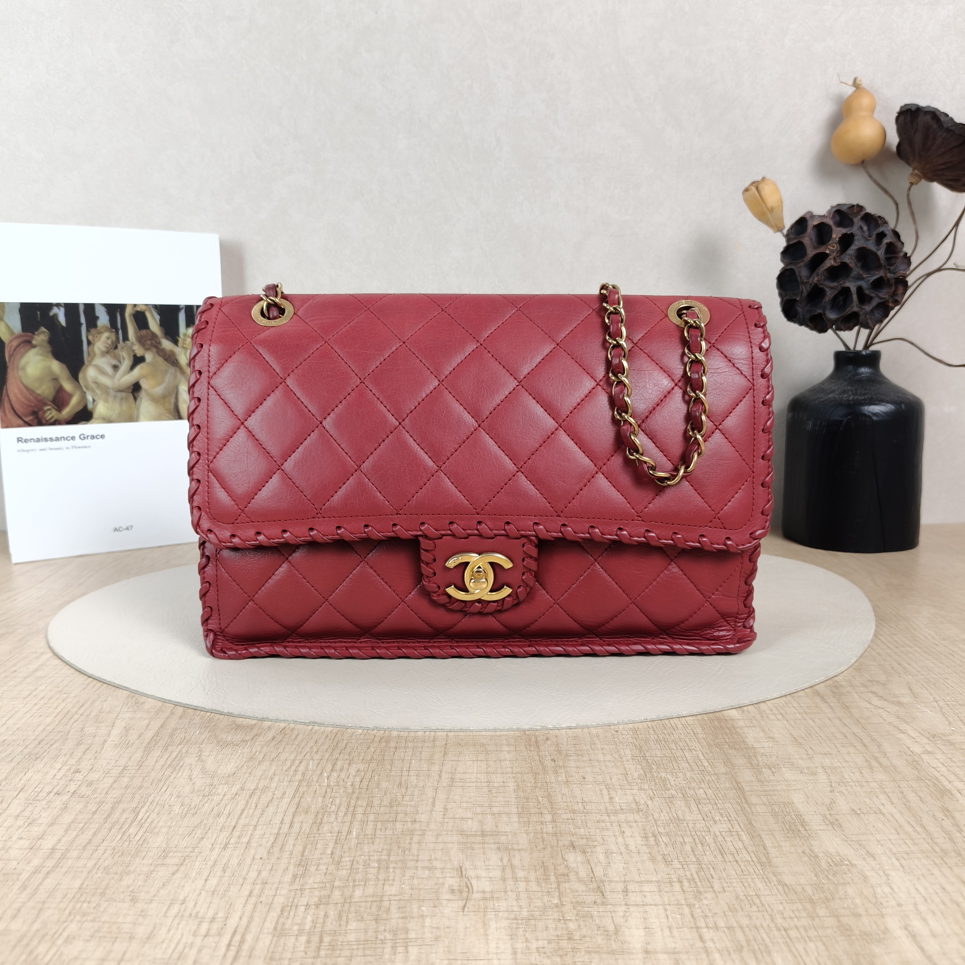 Chanel Crossbody Bagcf Collection Crossbody Bag Red Calfskin One Size29.5 × 8 × 18 cm ， Conditioned