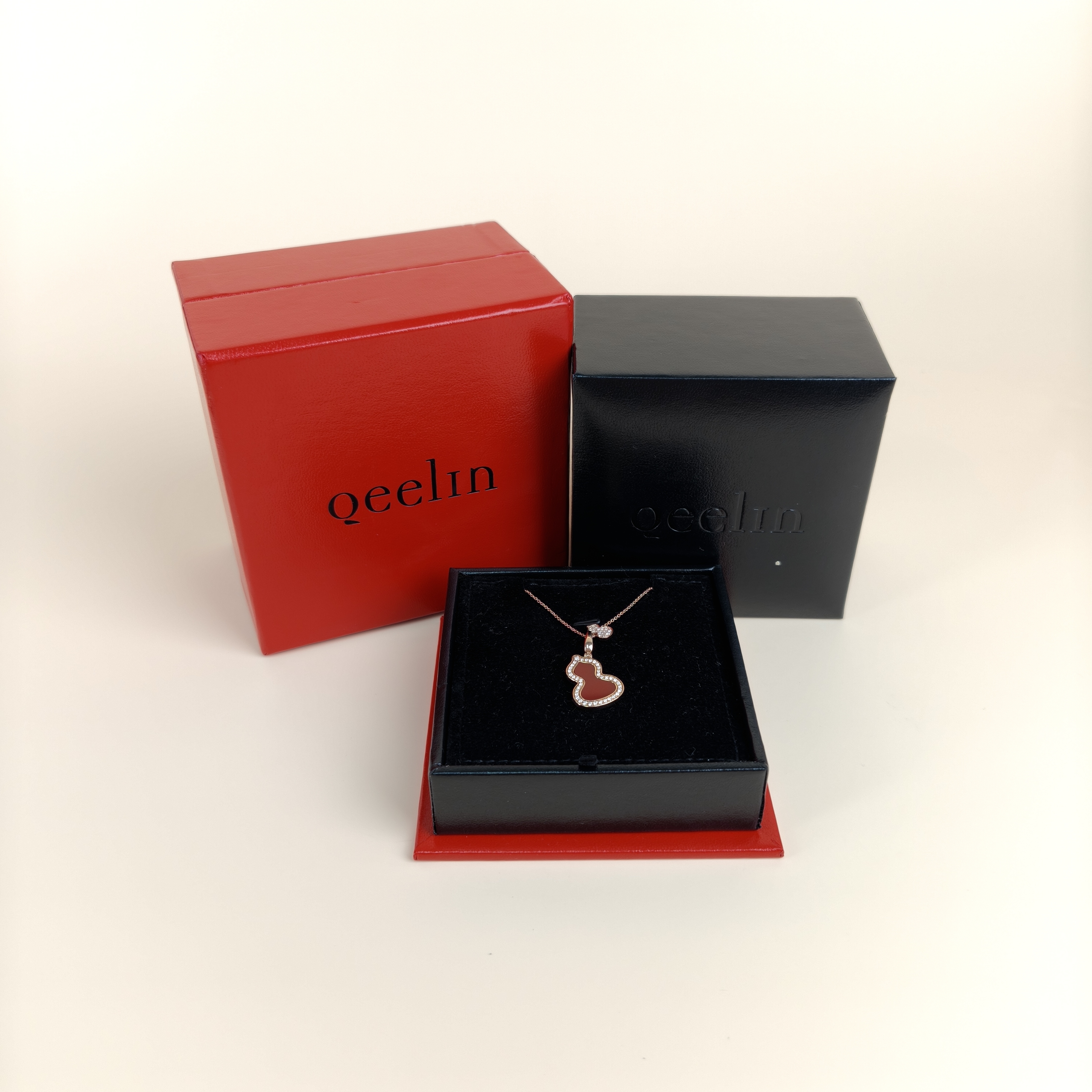 Qeelin Necklace Wulu Collection Necklace Red Agate Diamond18KR ose Gold One Size 1.9cm 41cm — cover view 5 of 8