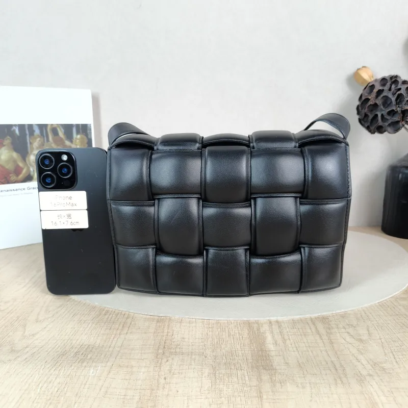 Bottega Veneta Crossbody Bag Padded Cassette Woven Black Lambskin Medium 26 × 8 × 18 cm — cover view 5 of 6
