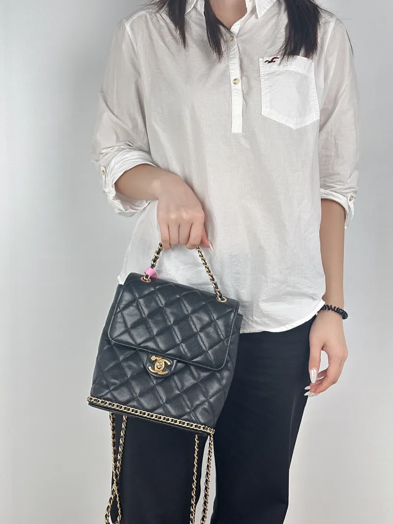 Chanel Backpackado Backpack Black Grained Calfskin One Size20 × 8 × 22 cm — on-model view 1 of 2