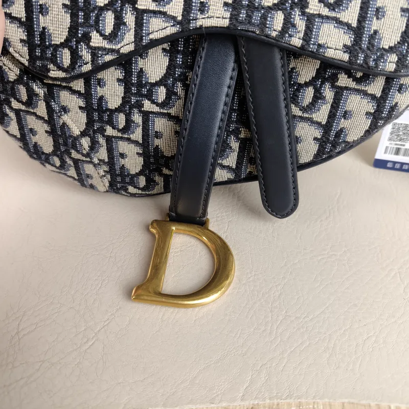 DIOR Top Handle Bag Saddle Blue Canvas Mini 19 × 6 × 15 cm — detail view 9 of 10