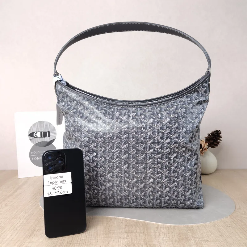 GOYARD Shoulder Bag Boheme Hobo​ Grey ine Canvas Small 43 × 14 × 27 cm — cover view 5 of 6
