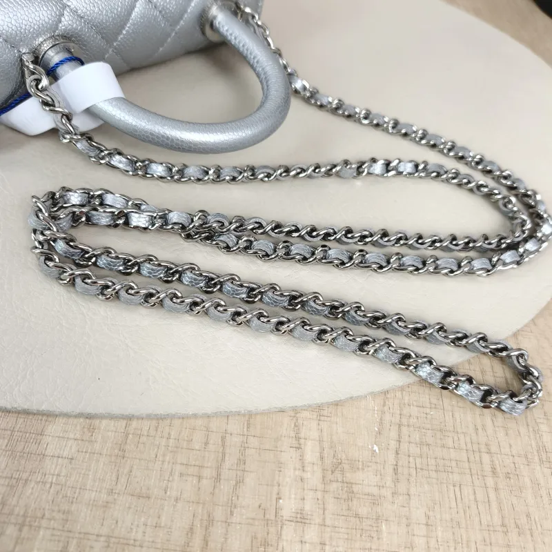 Chanel Crossbody Bag Coco Handle​Silver Grained Calfskin Mini14.5 × 5.5 × 11.5 cm — detail view 1 of 11