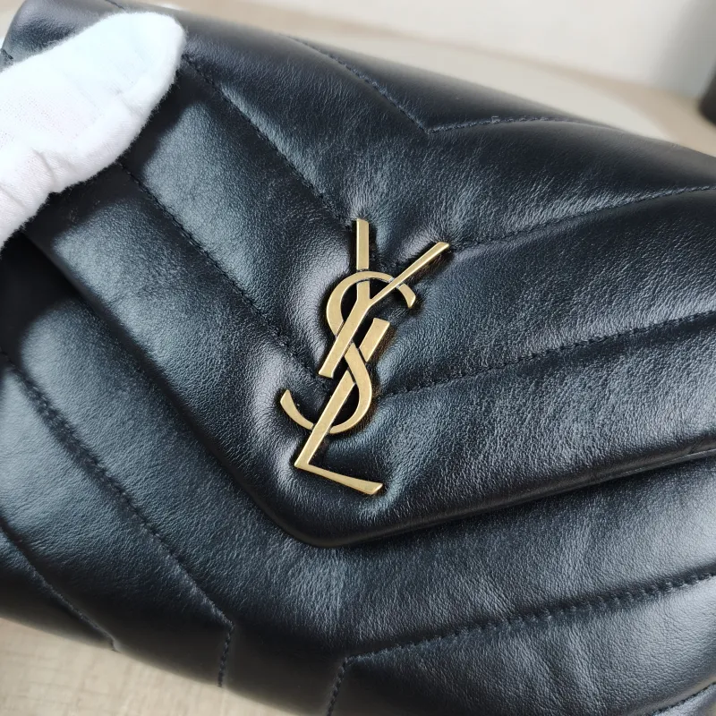 SAINT LAURENT Crossbody Bag LOULOU Black Calfskin Mini 20 × 7.5 × 14 cm — detail view 1 of 12