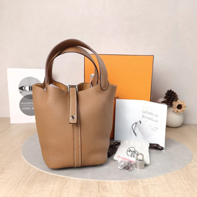 Hermès Top Handle Bag Picotin Lock 18 1837 Brown Taurillon Clemence TC Calfskin Small18 × 13 × 18 cm — cover view 2 of 6