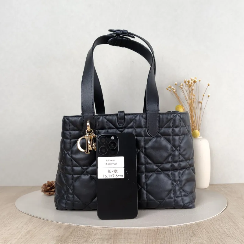 DIOR Top Handle Bag TOUJOURS Black Calfskin Medium 28.5 × 17 × 21.5 cm — cover view 3 of 5