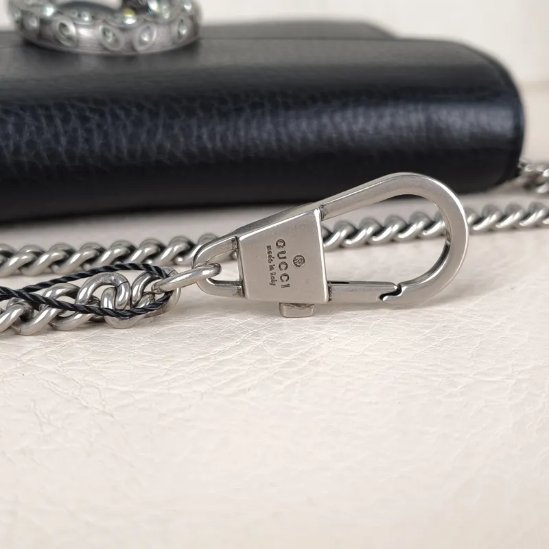 GUCCI Crossbody Bag Dionysus Black Calfskin Mini 16.5 × 4.5 × 10 cm — detail view 9 of 13