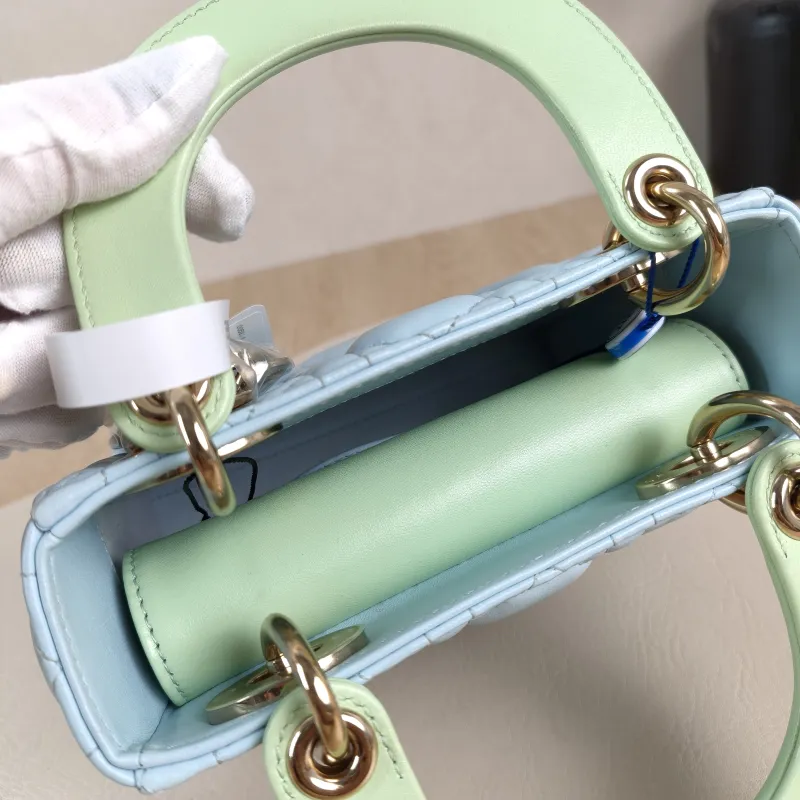 DIOR Crossbody Bag Lady Lady Dior Bag Green Blue Lambskin mini17 × 7 × 15 cm — detail view 5 of 14