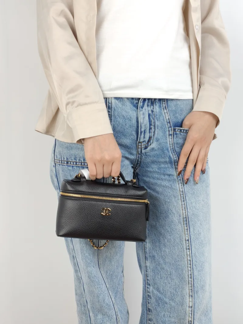 Chanel Crossbody Bag lp Box Bag Top Handle Crossbody Bag Black Calfskin One Size 19 × 5 × 12 cm — on-model view 2 of 3