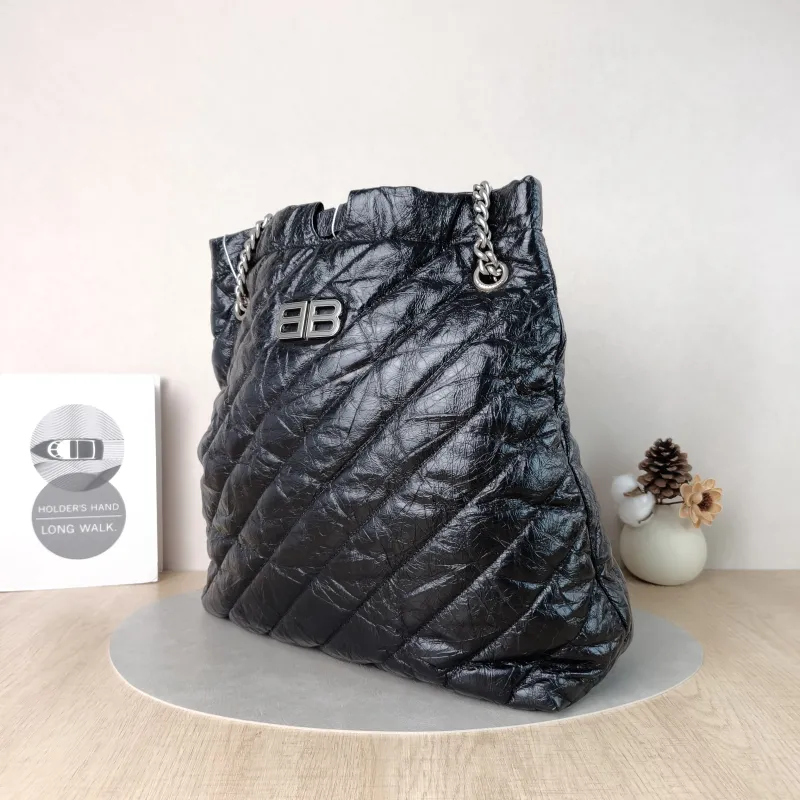 BALENCIAGA Crossbody Bag Crush Black Waxed Leather Large35 × 14 × 37 cm — cover view 2 of 5