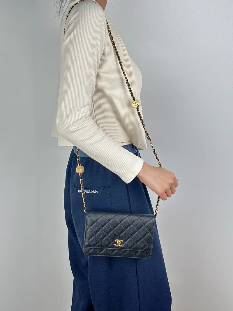 Chanel Crossbody Bag CF WOC Crossbody Bag Black Grained Calfskinmini19.2 × 3.5 × 12.3 cm — on-model view 2 of 2