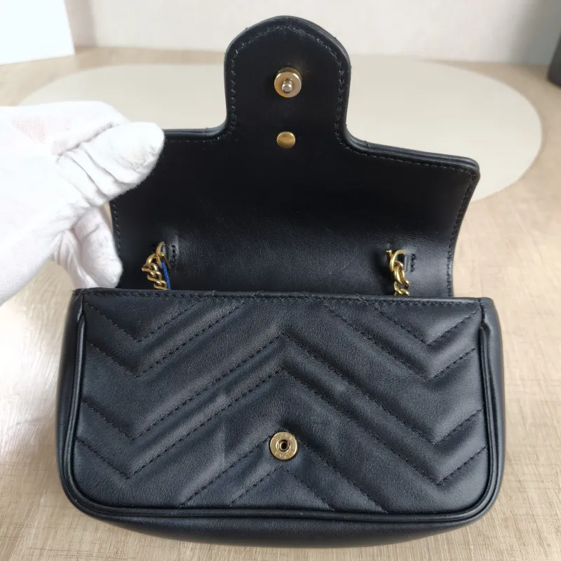 GUCCI Crossbody Bag GG Marmont Mini Marmont Mini Black Calfskin Mini 16.5 × 4.5 × 9.5 cm — detail view 4 of 11