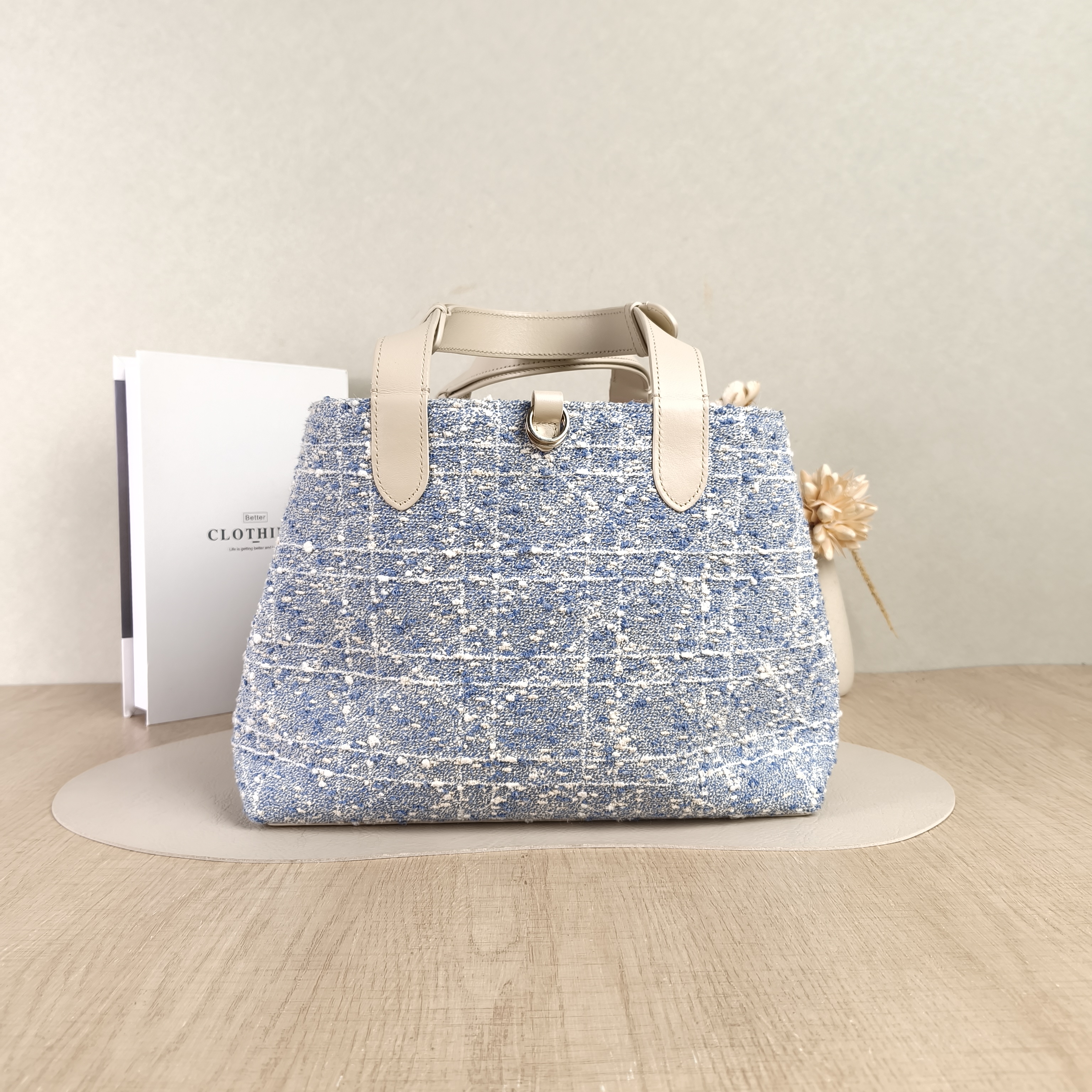 DIOR Top Handle Bag TOUJOURS Blue White Medium28.5 × 17 × 21.5 cm — cover view 4 of 4