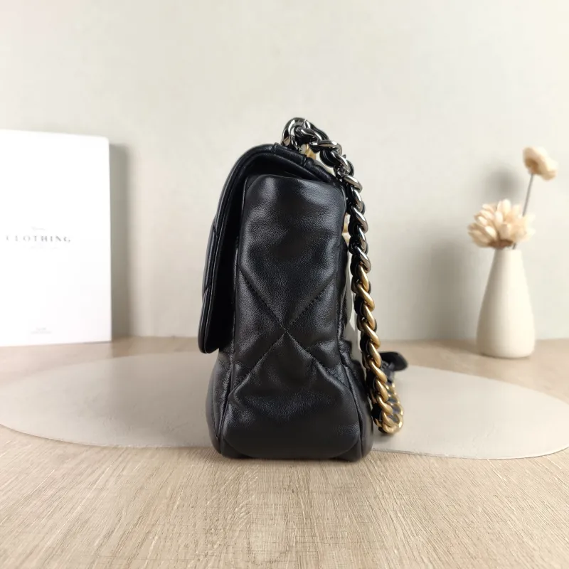 Chanel Crossbody Bag 19Bag Black SL ambskin Medium 30 × 10 × 20 cm — detail view 8 of 12
