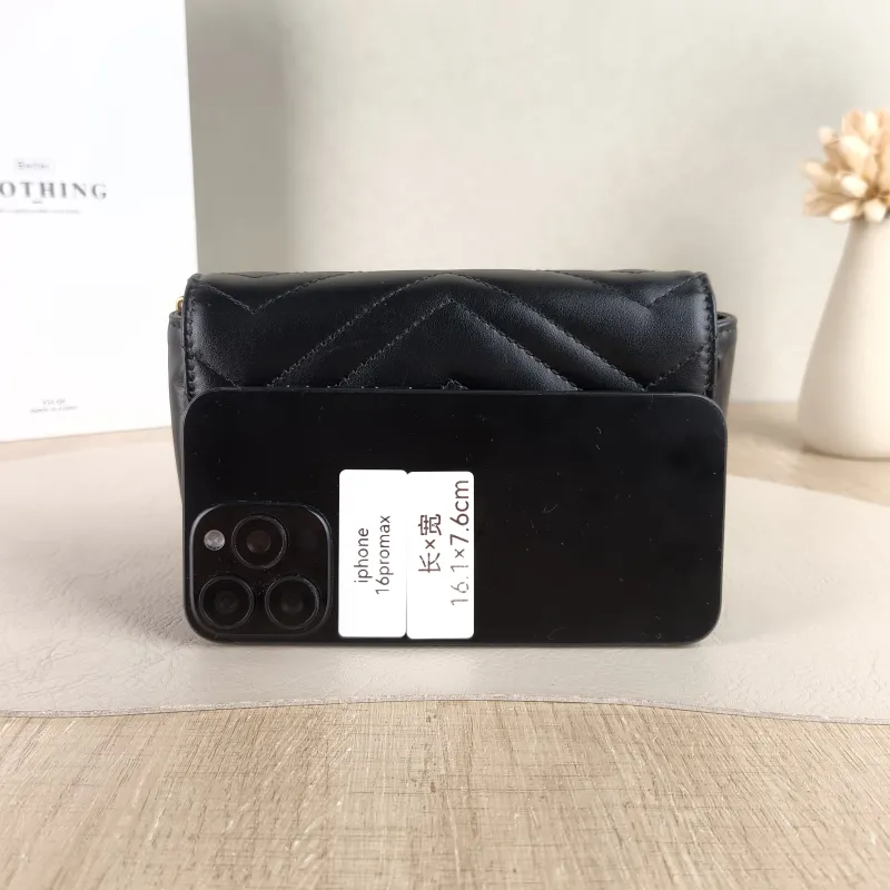 GUCCI Crossbody Bag GG Marmont Mini Marmont Mini Black Calfskin Mini 16.5 × 4.5 × 9.5 cm — cover view 2 of 5