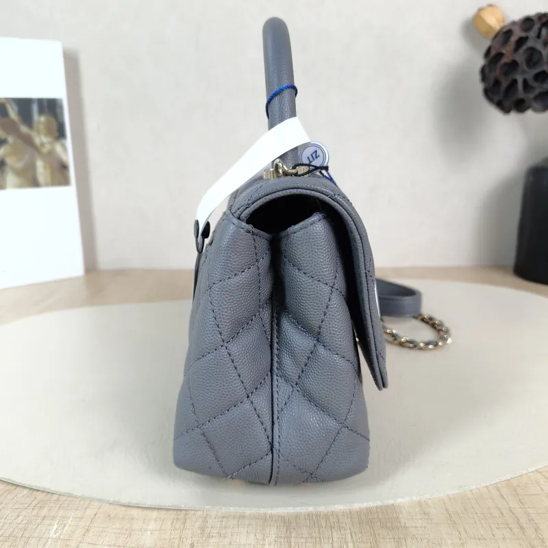Chanel Crossbody Bag Coco Handle​ Dark Grey Grained Calfskin Mini 19 × 9 × 13 cm — detail view 13 of 14