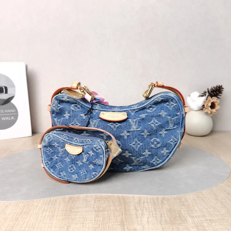 Louis Vuitton Shoulder Bag Croissant Blue Medium 25 × 5 × 15 cm