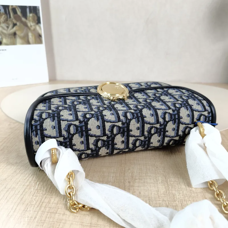 DIOR Shoulder Bag Médaillon Blue Canvas Small 21 × 5.5 × 12 cm — detail view 13 of 13