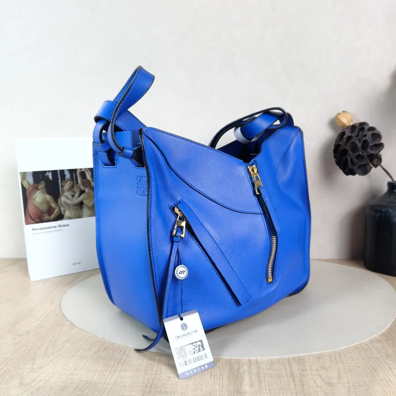 LOEWE Shoulder Bag Hammock Blue Calfskin Small 30 × 14 × 25 cm — cover view 4 of 5