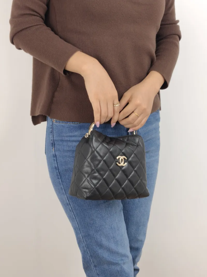 Chanel Crossbody Bag Crossbody Bag Black Calfskin One Size 18 × 7 × 13.5 cm — on-model view 2 of 2