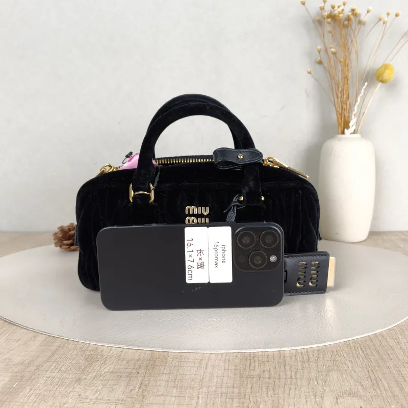 Miumiu Top Handle Bag Arcadie MatelasséCollection Edition Black Velvet Medium 23 × 7.5 × 11 cm — cover view 2 of 5