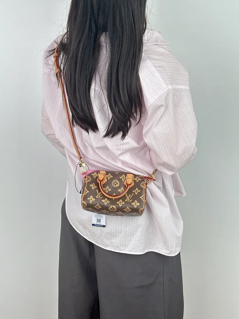 Louis Vuitton Crossbody Bag Speedy Nano PVC nano 16 × 7.5 × 10 cm — on-model view 1 of 2
