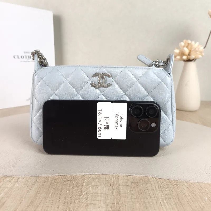 Chanel Crossbody Bag Blue Grained Calfskin 21 × 5.5 × 12 cm — cover view 4 of 5